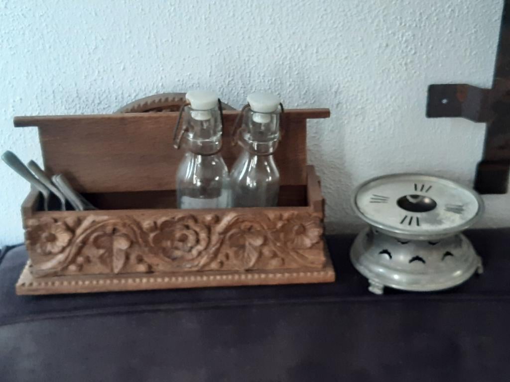 Landelijke houten klepbakje ,bewerkt,rustiek sober, Ophalen of Verzenden