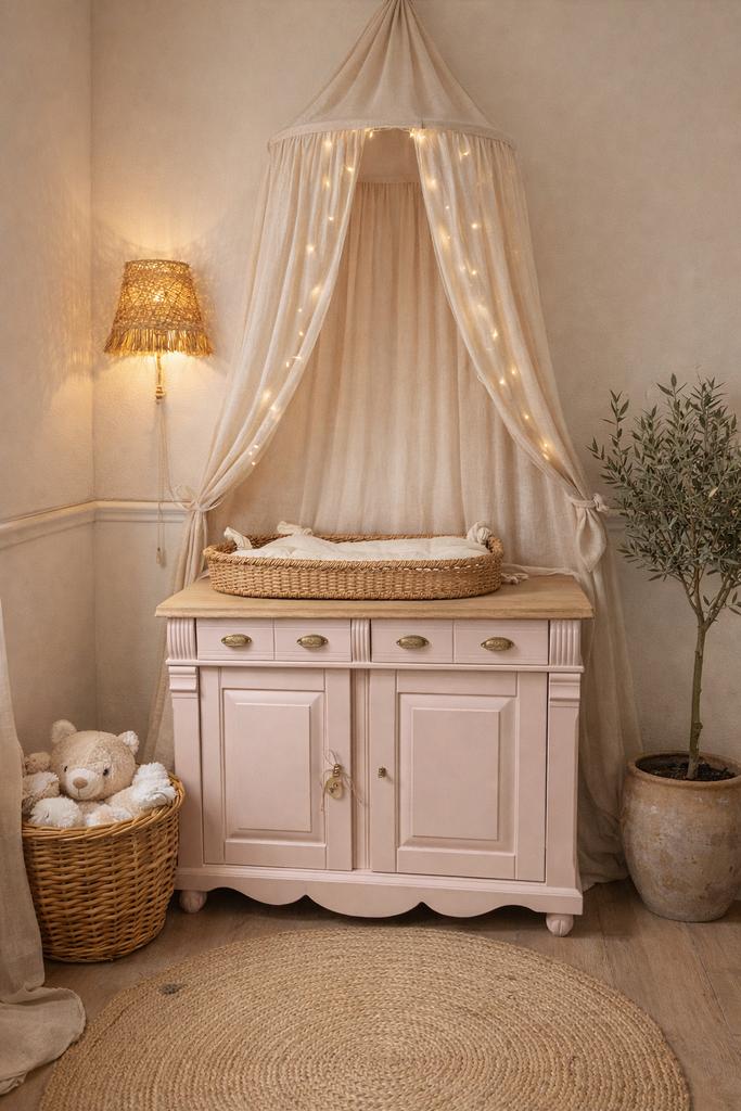 Commode ladekast babykamer linnenkast vintage roze, Ophalen, 100 tot 150 cm, 5 laden of meer, Zo goed als nieuw