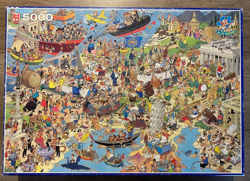 Jan van Haasteren 5000 stukjes puzzel verenigd europa, Ophalen of Verzenden, Meer dan 1500 stukjes, Zo goed als nieuw
