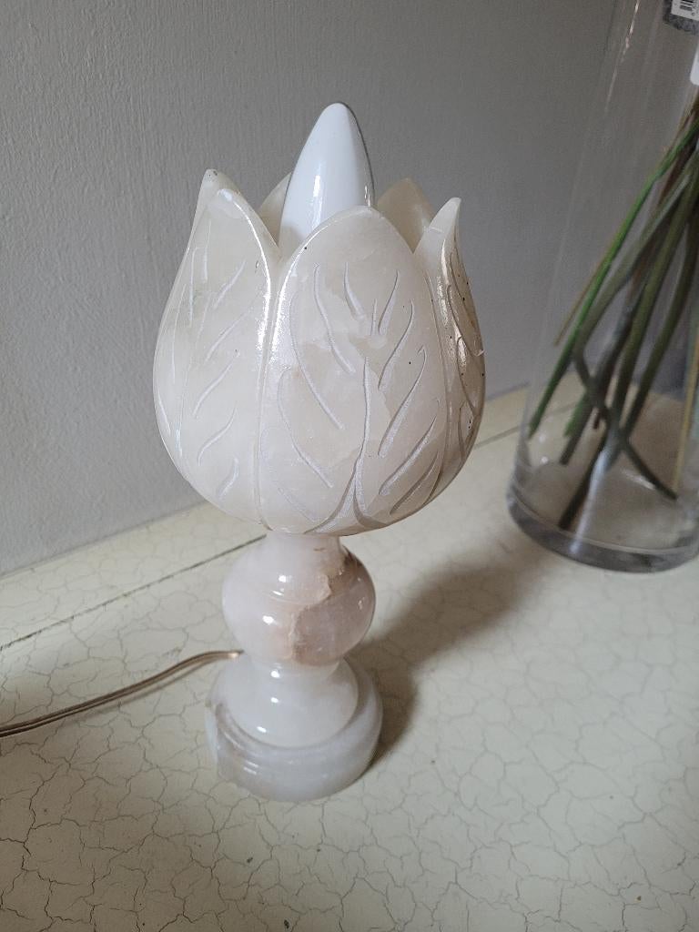 Vintage geheel marmeren tafellamp, Huis en Inrichting, Lampen | Tafellampen, Belle Vieille Brocante, Ophalen of Verzenden, Zo goed als nieuw