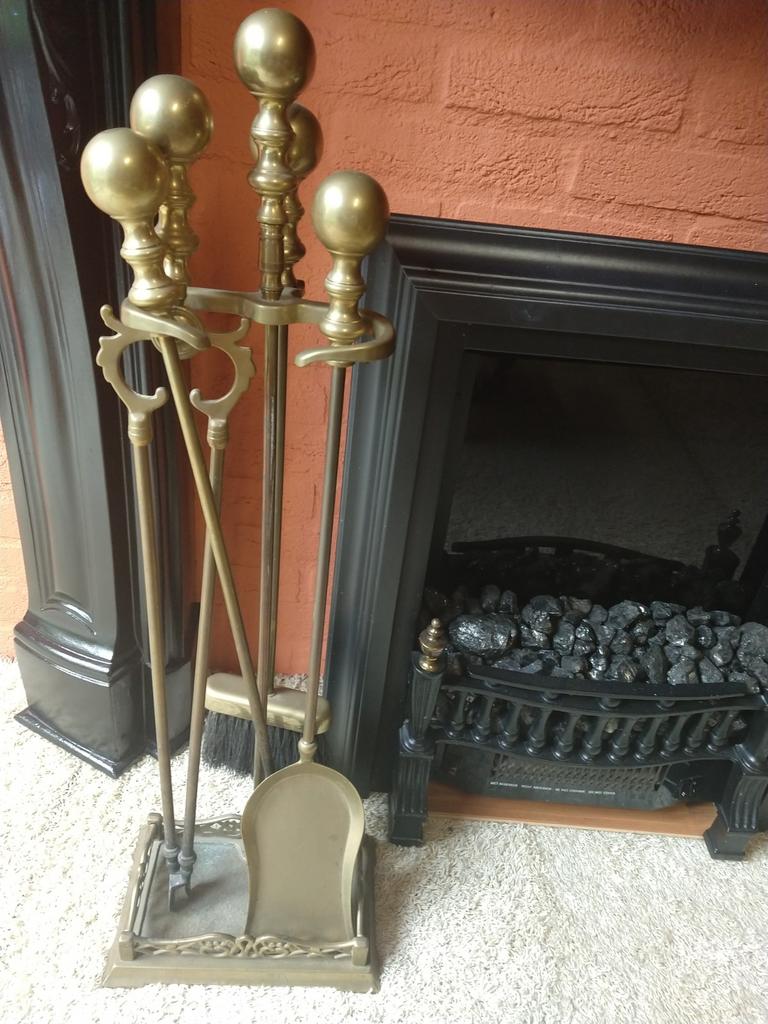 Nostalgische haardstel messing, Ophalen, Vrijstaande haard, Houthaard