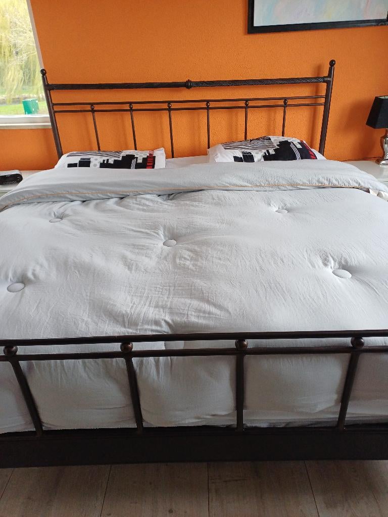 Bed, Ophalen, Zwart, Tweepersoons, 180 cm