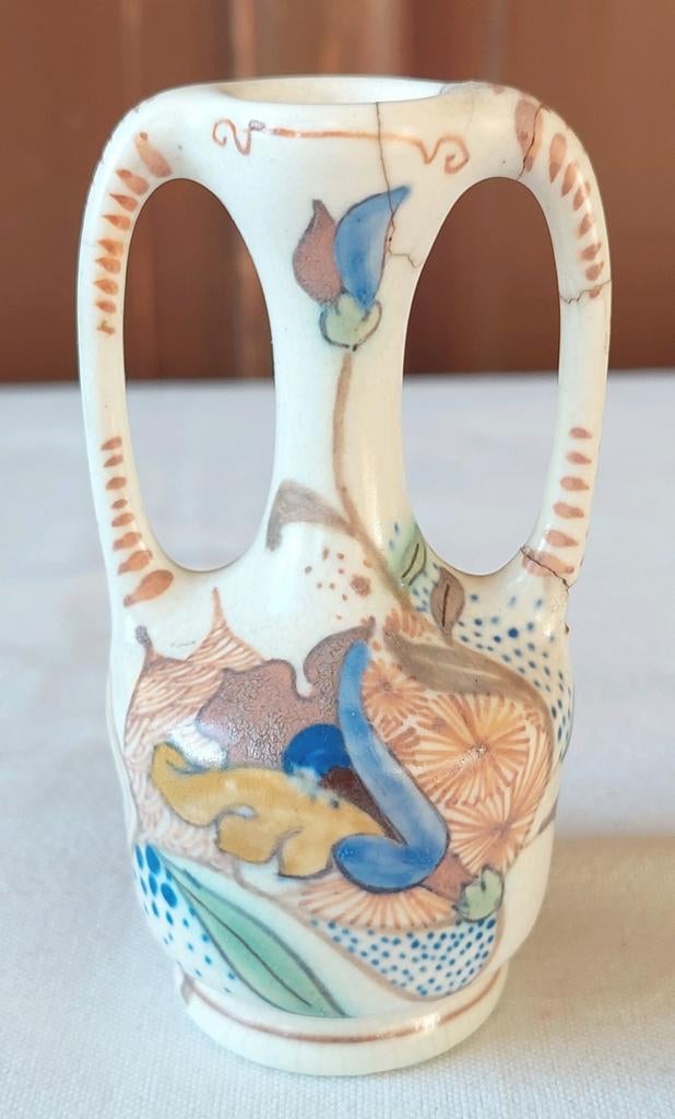 Miniatuur Gouda plateel vaas H 88 mm keramiek aardewerk, Ophalen of Verzenden