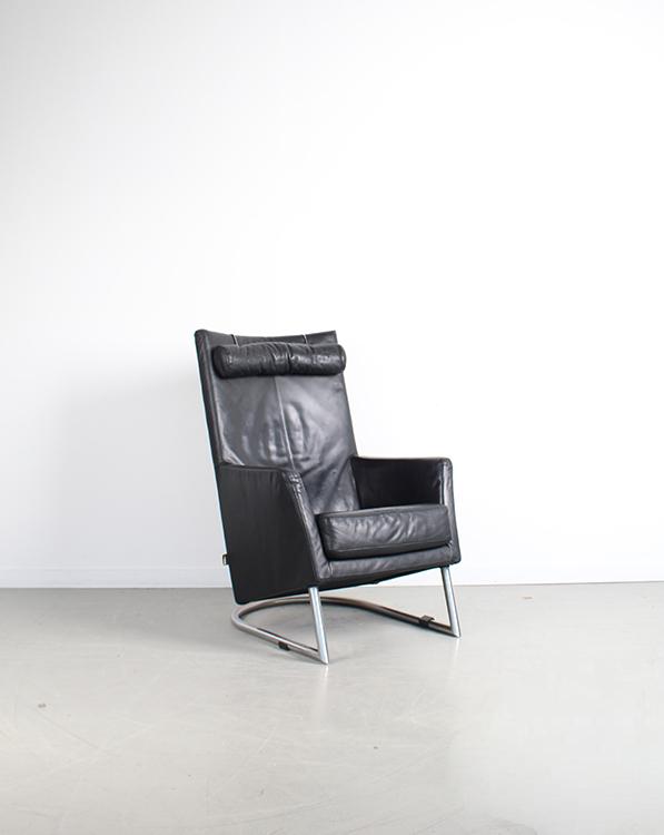 2x Montis Madonna Fauteuil Zwart Leer – Chroom, Niet ingevuld, Gebruikt, Niet ingevuld, 50 tot 75 cm