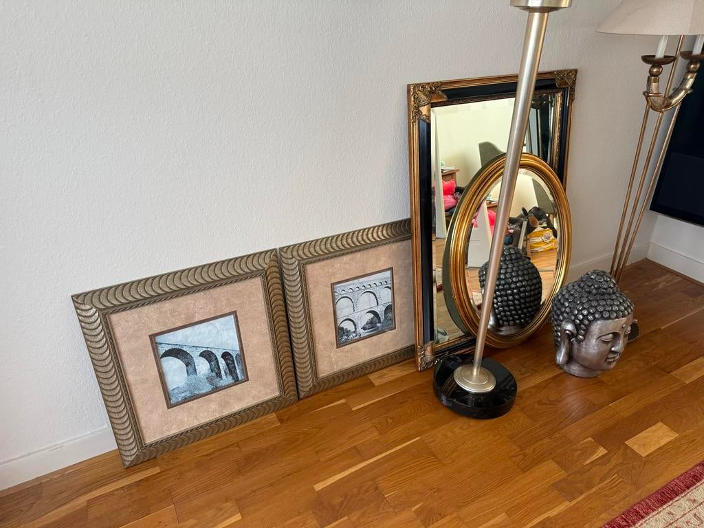 Partij meubels en accessoires: spiegels, lampen, schilderije, Ophalen, Gebruikt