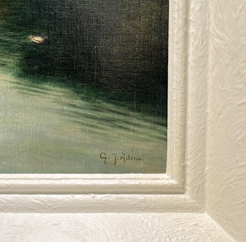 38. Olieverfschilderij, G.J. Adema - Aldeboarn, Friesland, Ophalen of Verzenden