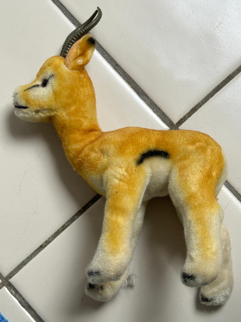 vintage Yuku Pronghorn Antilope van het Duitse merk Steiff, Ophalen, Gebruikt, Overige typen, Steiff