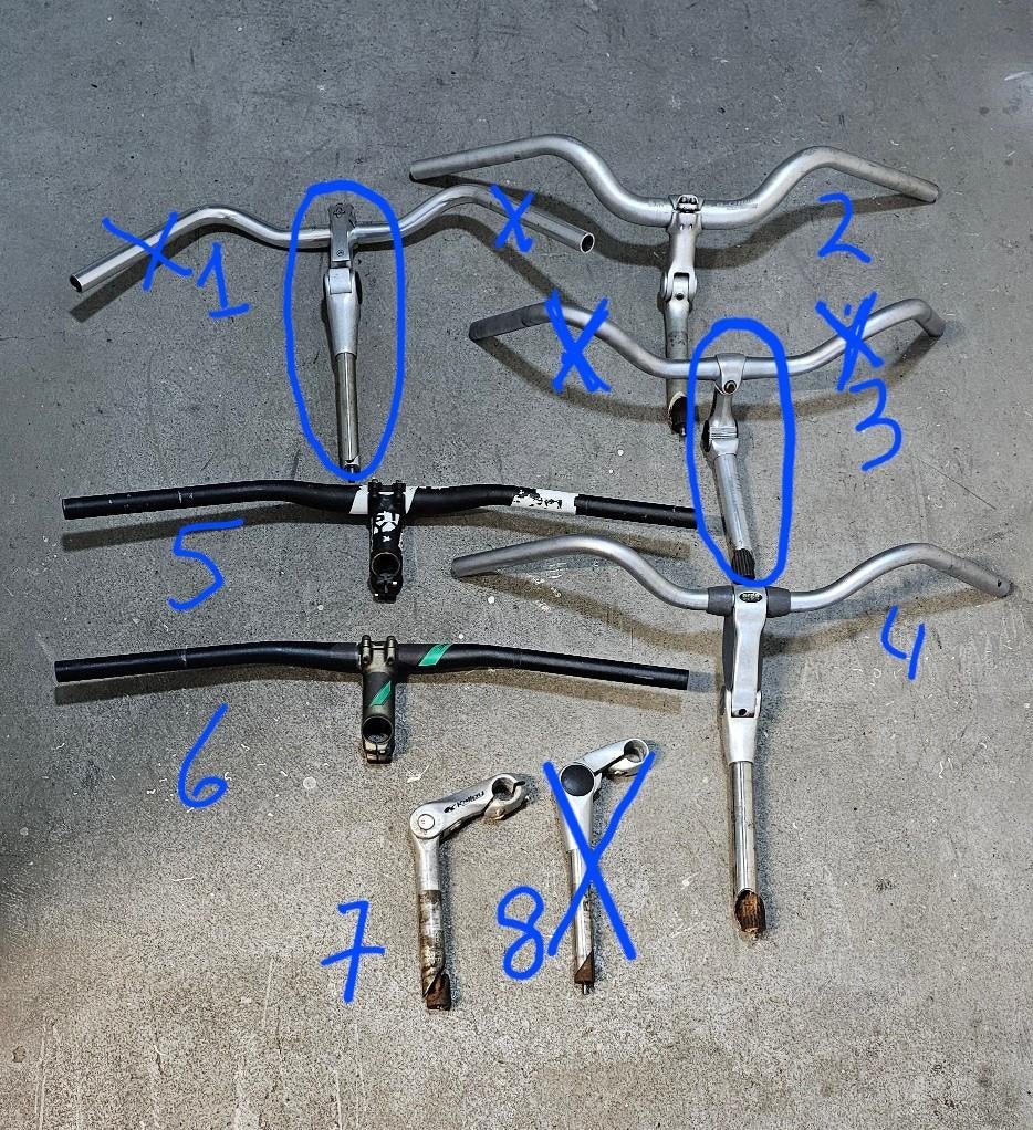 Diverse fietssturen / bochten en stuurpennen, zie de foto's., Fietsen en Brommers, Fietsonderdelen, Gebruikt, Stuur, Ophalen of Verzenden