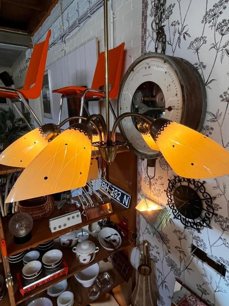 40) vintage Philips fifties hanglamp., Ophalen, Gebruikt, Phillps.nl, Glas