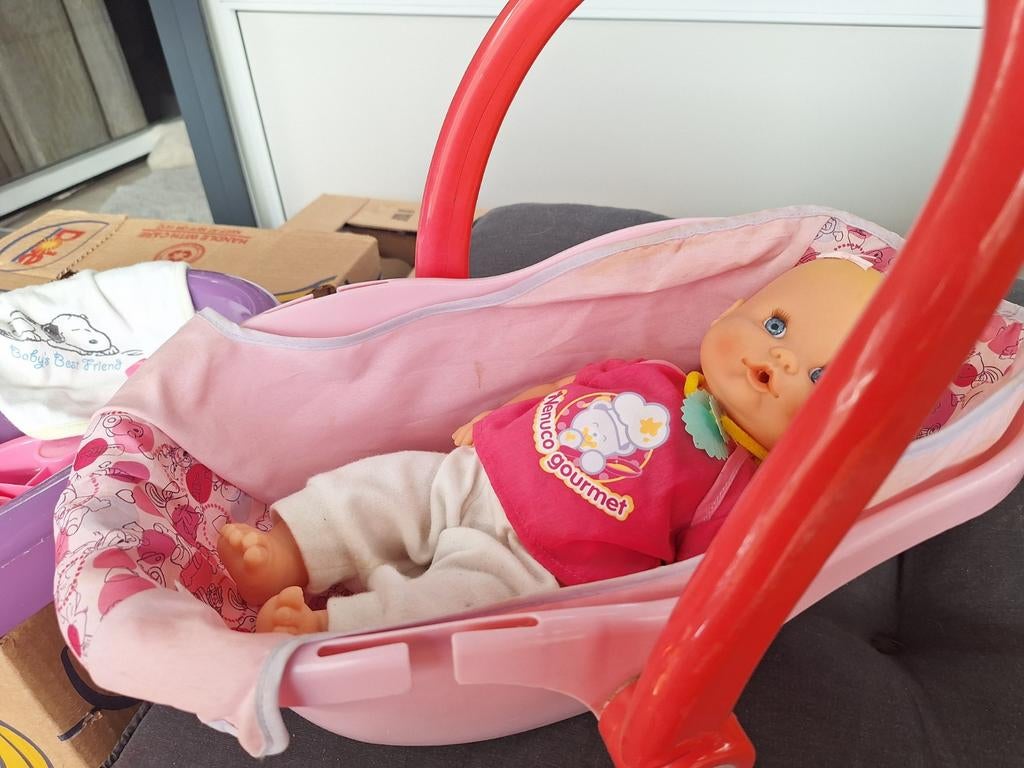 Babyborn maxicosi met pop, Ophalen of Verzenden, Babypop