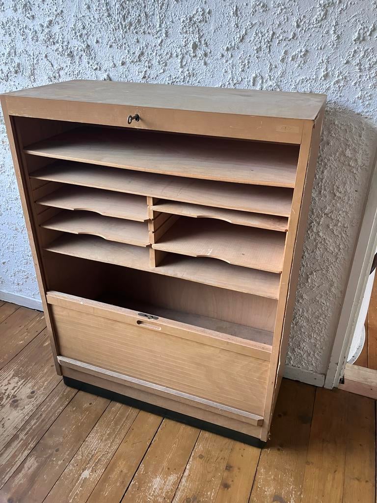 Houten kast met rolluik, Huis en Inrichting, Kasten | Roldeurkasten en Archiefkasten, Ophalen, Gebruikt, 100 tot 150 cm, 50 tot 100 cm