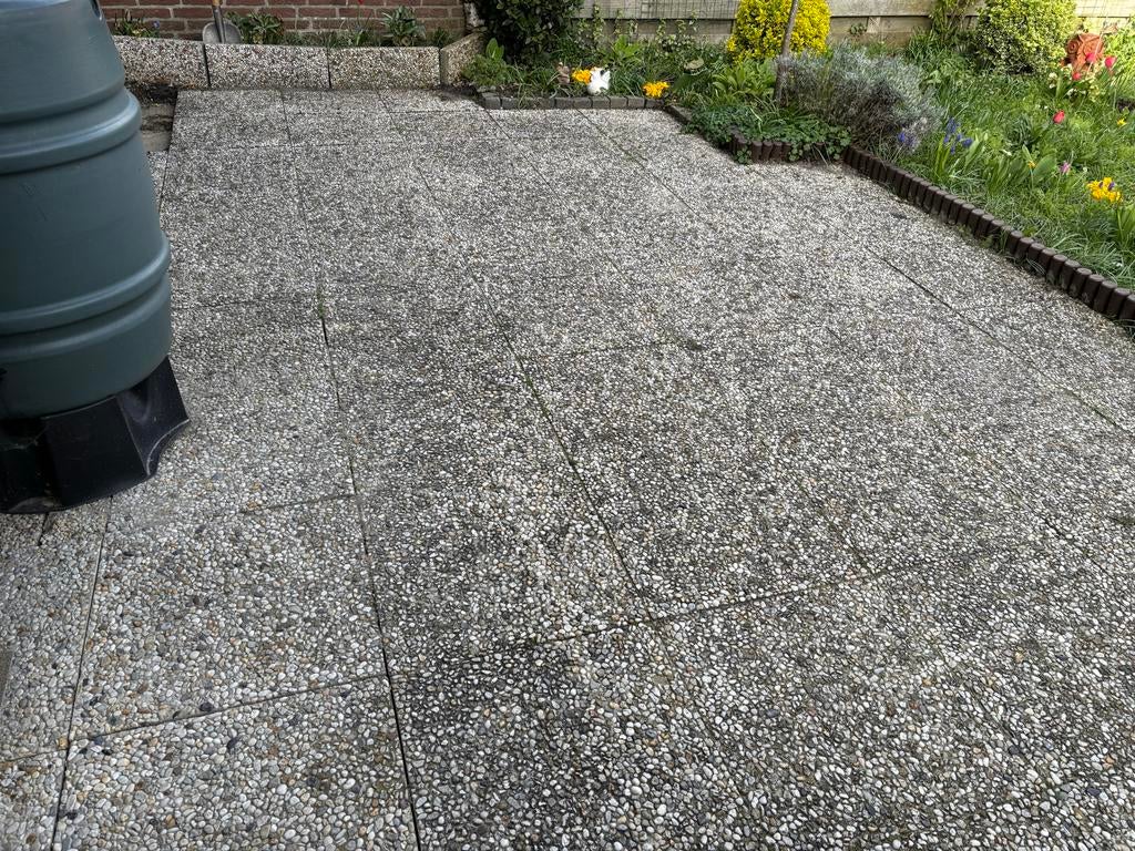 Grindtegels 50x50 cm - ca. 17,5 tot 20 m², Tuin en Terras, Tegels en Klinkers, Ophalen, Gebruikt, 10 m² of meer, Grind
