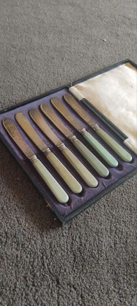 Vintage botermesjes set in originele doos, Antiek en Kunst, Ophalen of Verzenden