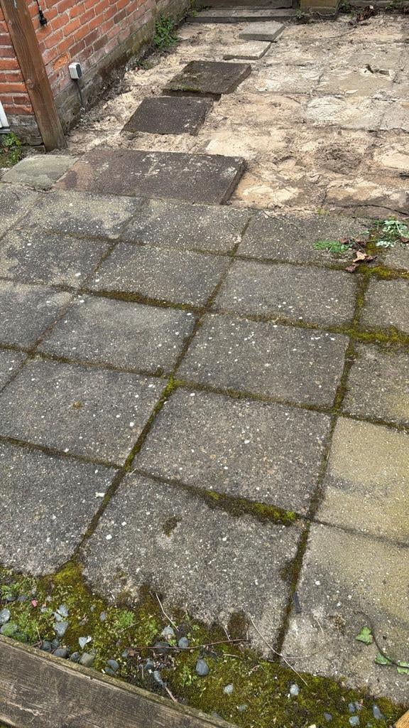 Gratis Grindtegels 60x40 cm en 50x50 cm, Tuin en Terras, Ophalen, Gebruikt, 10 m² of meer, Beton