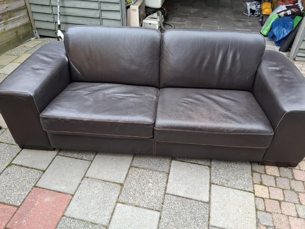 Lederen bankstel en een lederen stoel zitten beide nog prima, Ophalen, Gebruikt, 75 tot 100 cm