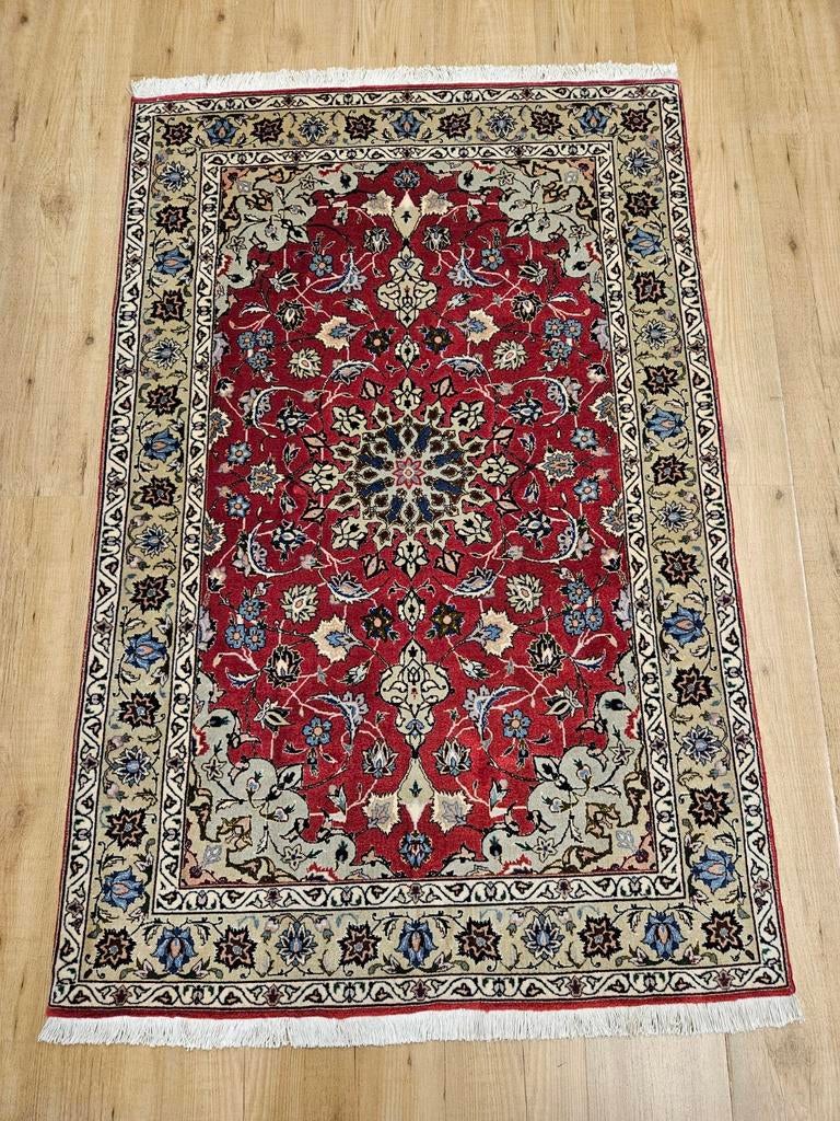 Vintage handgeknoopt perzisch tapijt tabriz 50raj 164x103, Info@SlatsAntiek.nl, 100 tot 150 cm, Perzisch, Ophalen of Verzenden