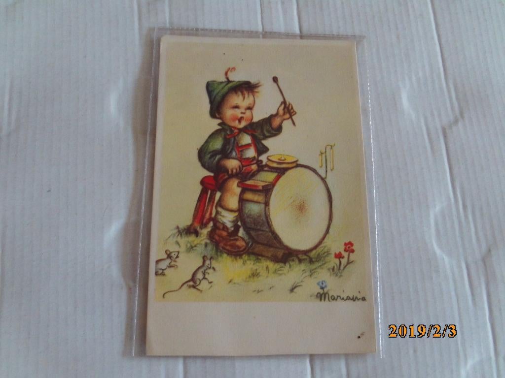 oude kinderkaart kind met trommel, Verzamelen, Ansichtkaarten | Themakaarten, Ophalen of Verzenden, 1960 tot 1980, Ongelopen, Kinderen