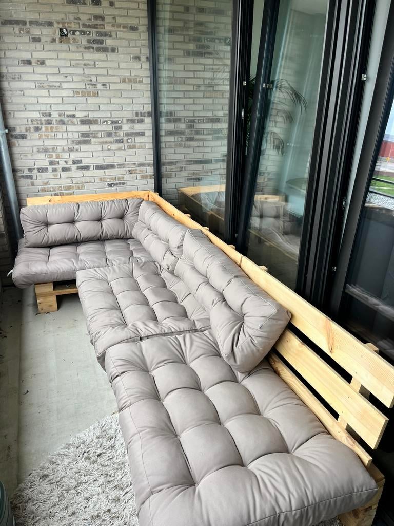 Palletbank loungeset, Ophalen, Zo goed als nieuw, Hout