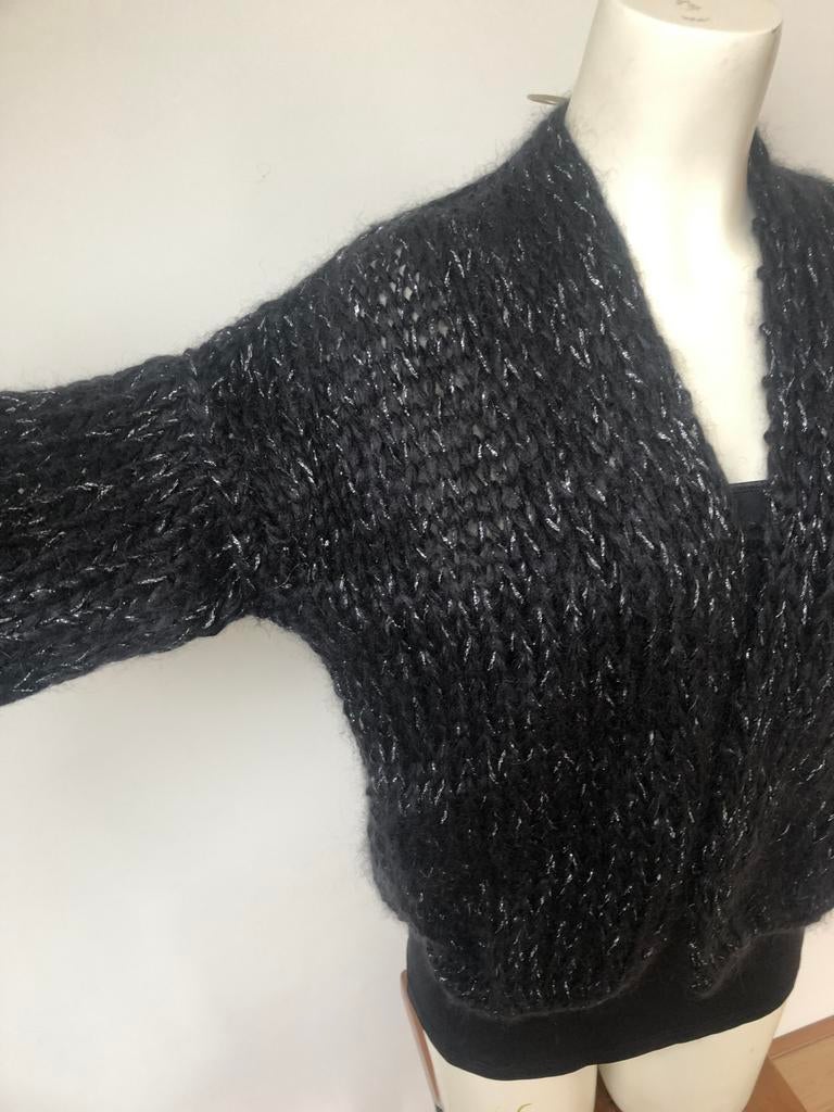 Kiro by kim zwart openvallend onesize zilver wol wollig, Maat 38/40 (M), Zwart, Nieuw, Ophalen of Verzenden