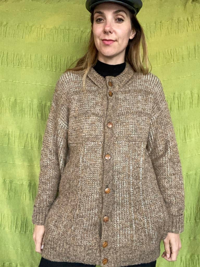 Vintage gebreid vest - bruin - unisex - oversized, Hgv, Bruin, Hgv, Ophalen of Verzenden