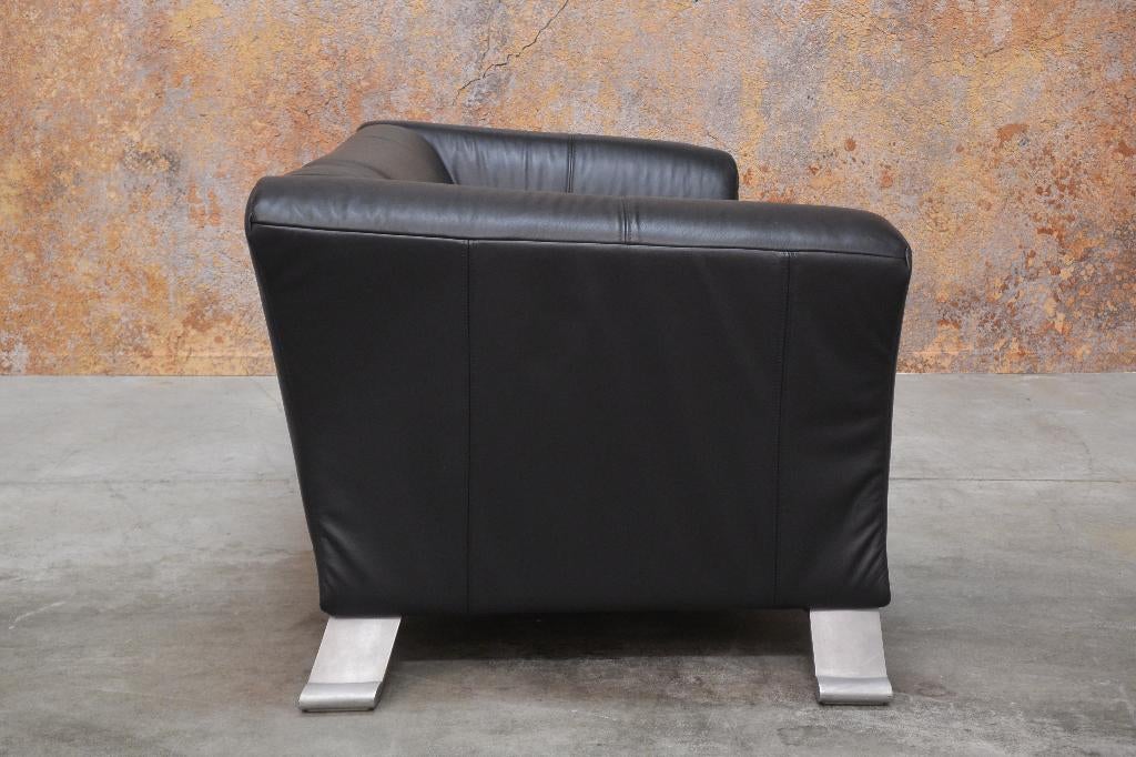 ZGANieuw zwarte leren Rolf Benz 322 design bank, Huis en Inrichting, Banken | Bankstellen, Rolf benz, Rolf benz, 150 tot 200 cm