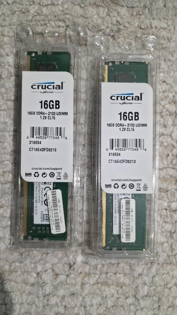 2x RAM Crucial CT16G4DFD8213 16GB DDR4, 2133 MT/s NEW, Computers en Software, RAM geheugen, Verzenden, DDR4, Nieuw, Desktop