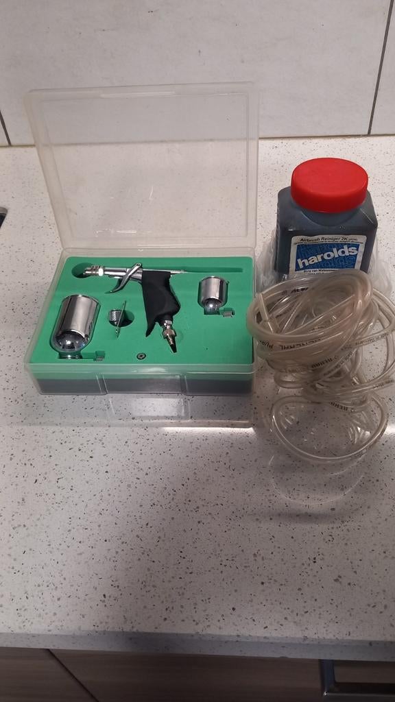 Airbrush set Airtex met toebehoren en reiniger, Ophalen of Verzenden, Nieuw