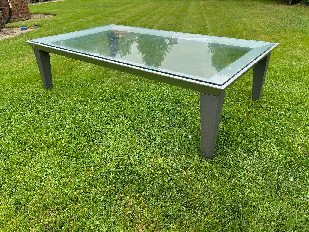 Leolux salontafel model Polygon, Ophalen, Glas, 100 tot 150 cm, 50 tot 100 cm
