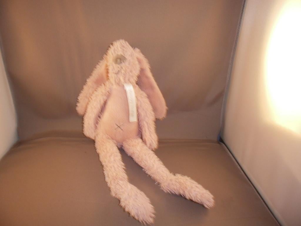 happy horse konijn richie zalm roze grijze neus velours47cm, Ophalen of Verzenden, Zo goed als nieuw, Konijn