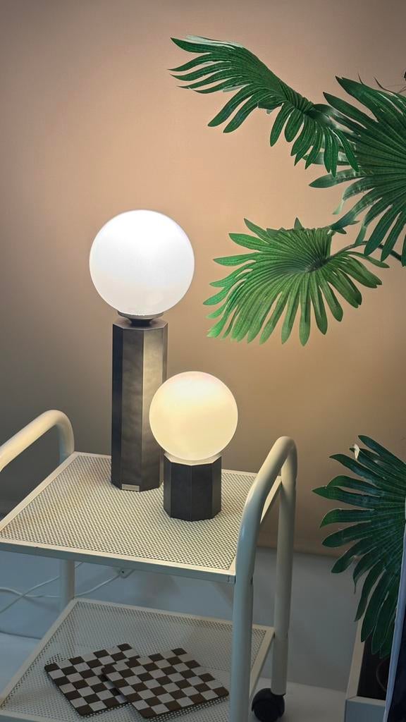 Vintage Bony Design Space Age bollamp grijs bol glas, Huis en Inrichting, 50 tot 75 cm, ., Zo goed als nieuw, .