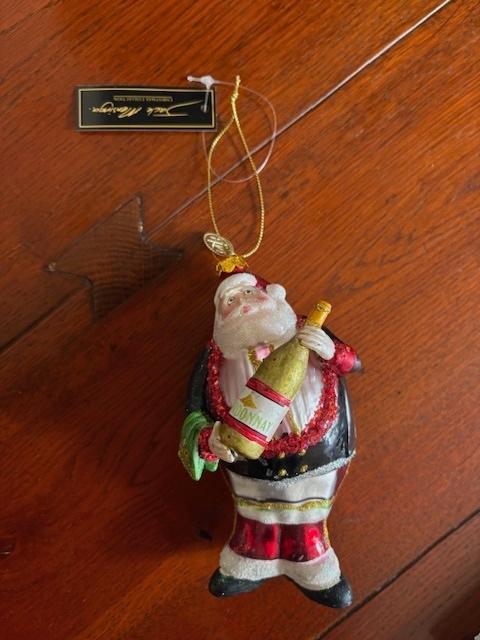 Kerstman met chardonnay fles kerstbal - Jack Mensinga, Ophalen of Verzenden, Nieuw