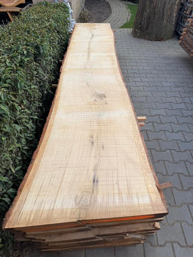 15 eiken schaaldelen 340x60-65x4 cm voor 950 euro, Ophalen, Zo goed als nieuw, 250 cm of meer, Planken