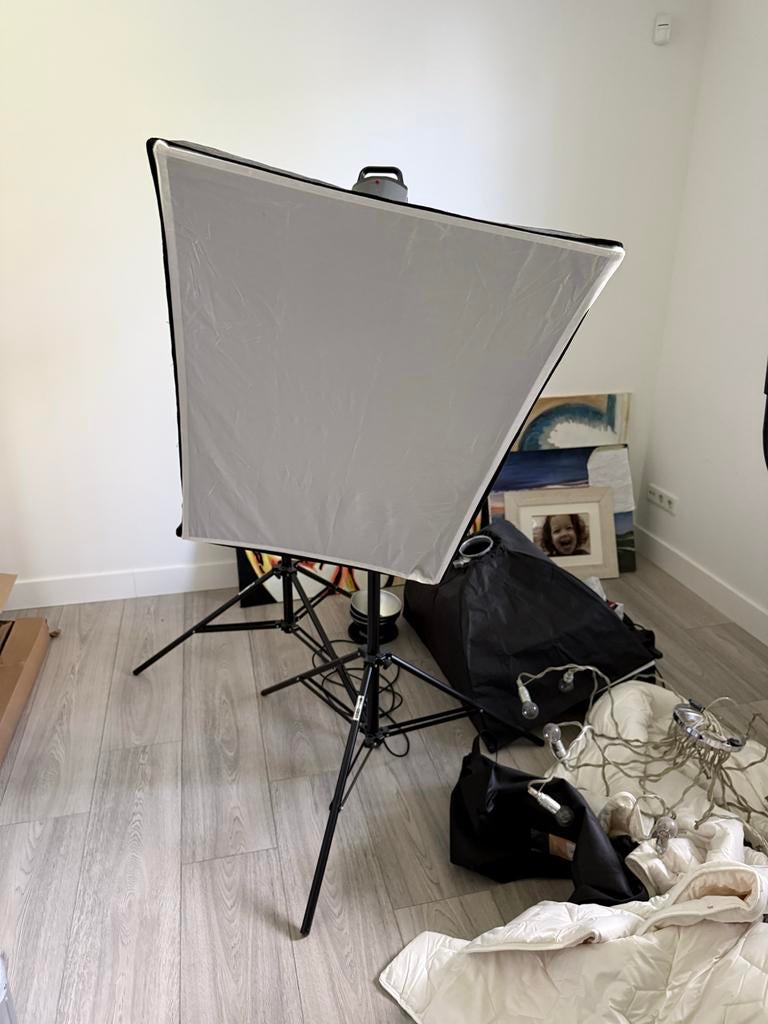Falcon Eyes studio flitsset – 2x GN 450AD + softboxen, Ophalen, Gebruikt, Lamp of Flitsset