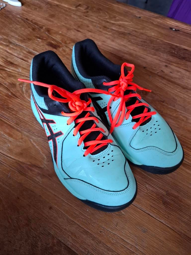 Asics Gel Peake Hockeyschoenen - Lichtblauw/Oranje, Sport en Fitness, Hockey, Ophalen of Verzenden, Zo goed als nieuw, Schoenen