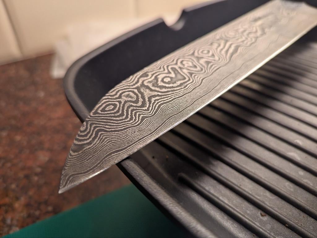 Medeiros mes met Damascus staal en lederen schede, Ophalen of Verzenden, Nieuw