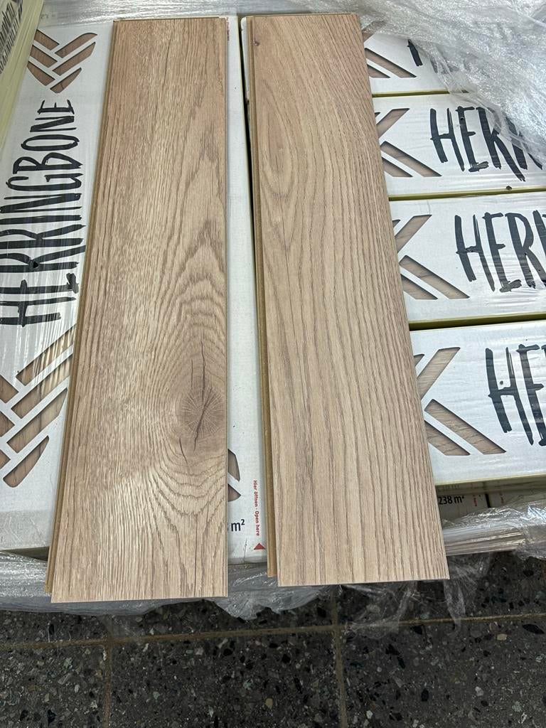 21m2 Visgraat Eiken Laminaat, Ophalen, 50 tot 150 cm, Nieuw, 10 m² of meer