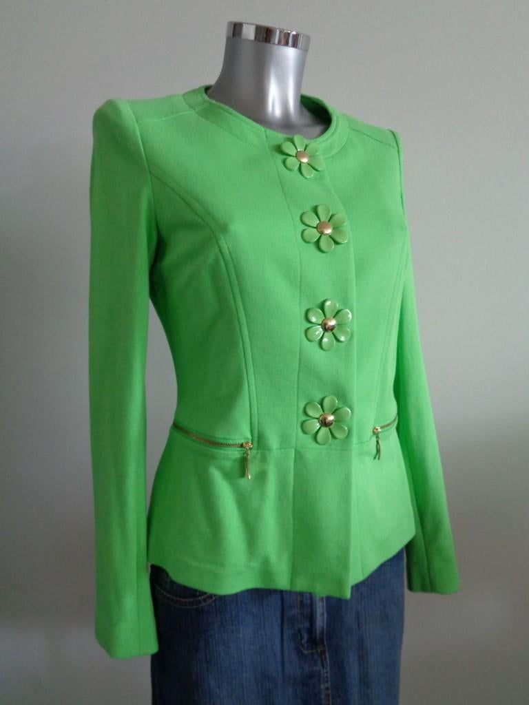 Caroline Biss groen jasje met bloem knopen, maat 36, NIEUW, Nieuw, Ophalen of Verzenden, Jasje, Maat 36 (S)