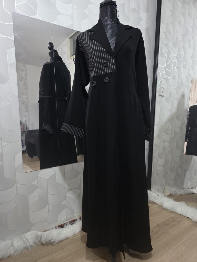 Zwarte Abaya met streepjesdetail, Ophalen of Verzenden