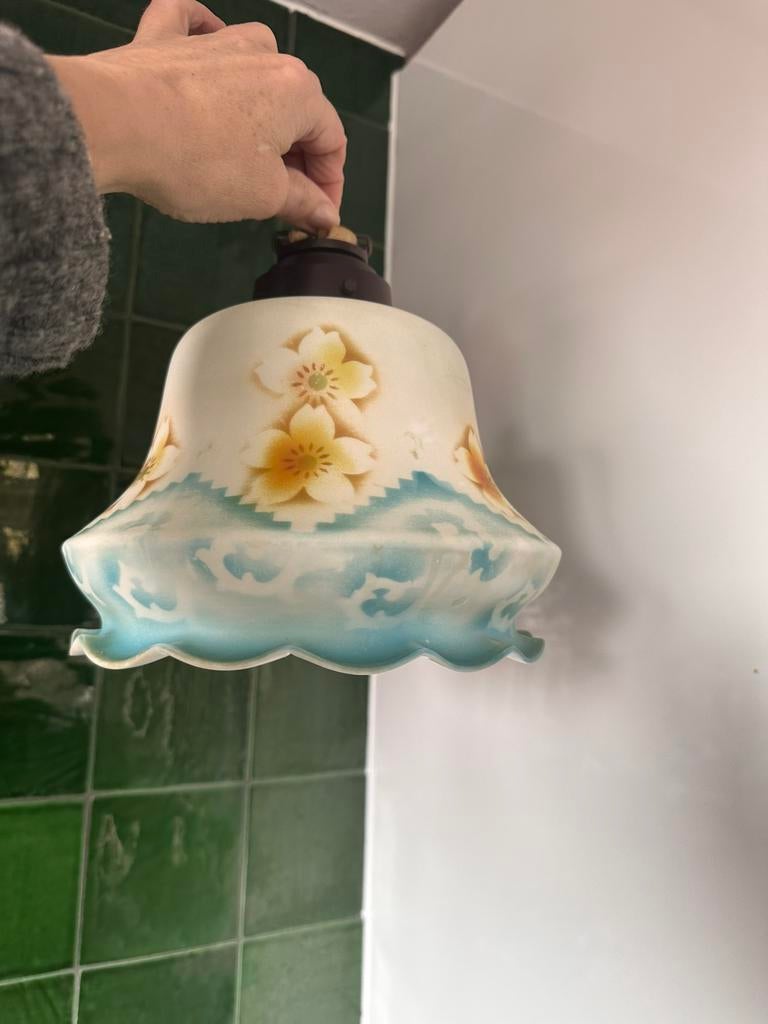 Vintage lamp “opaalglas” met bakelieten vitting, Ophalen of Verzenden