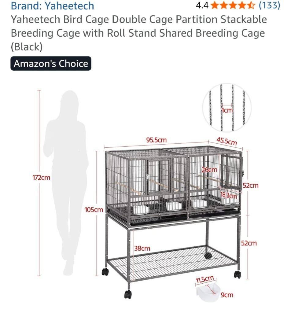 Double bird cage, Ophalen, Nieuw, Hout, Vogelkooi