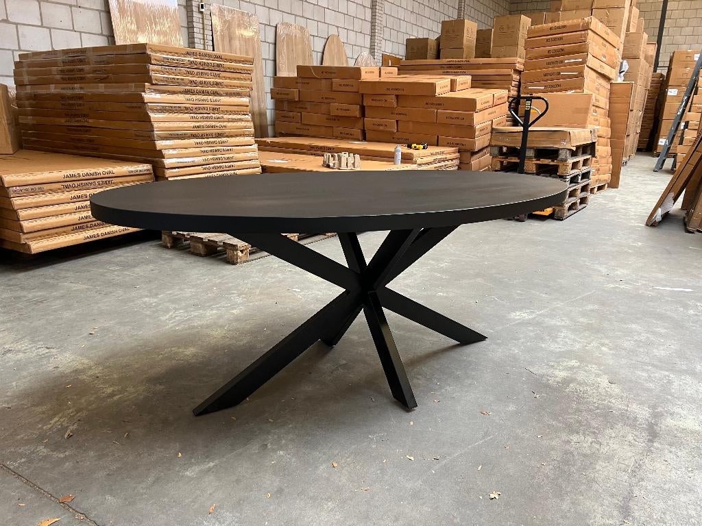 Ovale black mango 300x120cm Eettafel incl. spinpoot, Huis en Inrichting, Ophalen, Overige materialen, 100 tot 150 cm, Vijf personen of meer
