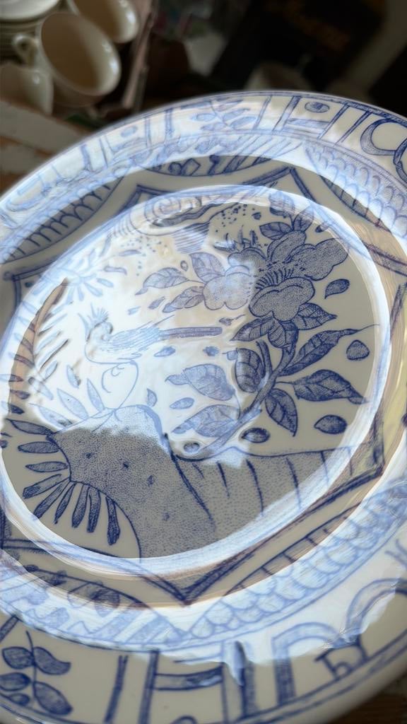 Gien OISEAU BLEU Ontbijtborden, Huis en Inrichting, Keuken | Servies, Ophalen of Verzenden, Zo goed als nieuw, Bord(en), Overige stijlen