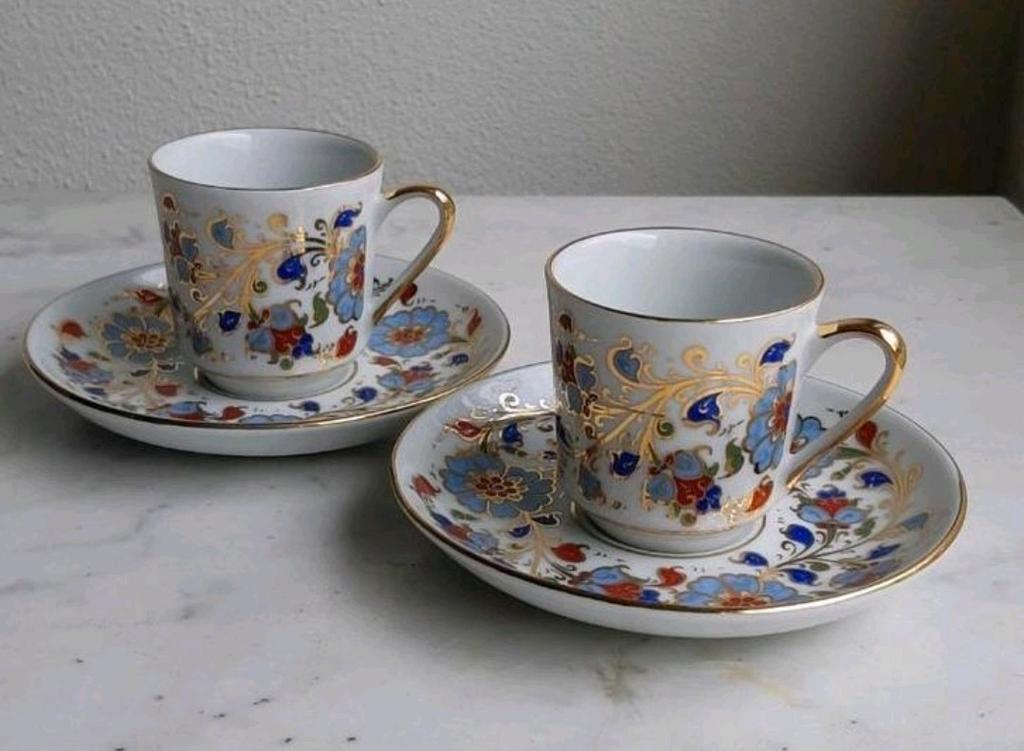 set NIEUW porseleinen handbeschilderd  Güral espresso kopjes, Huis en Inrichting, Keuken | Servies, Nieuw, Ophalen of Verzenden