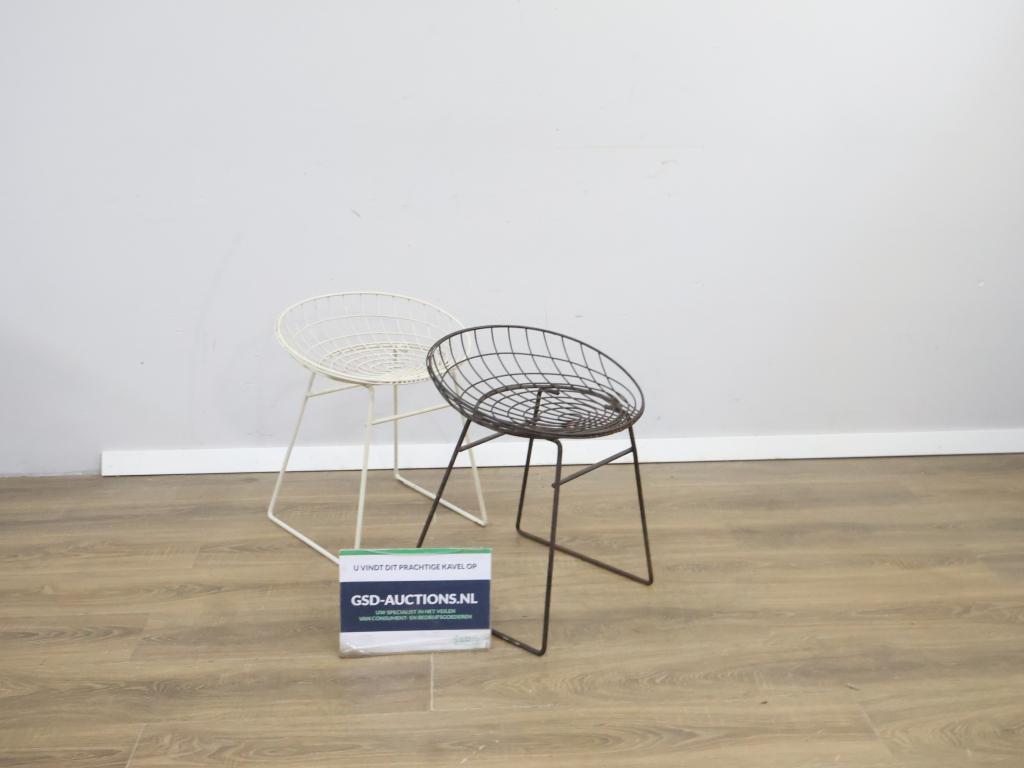 Set van 2 Metalen 'Wire Krukken' van Cees Braakman, Pastoe, Ophalen of Verzenden, Niet ingevuld, Niet ingevuld, Niet ingevuld