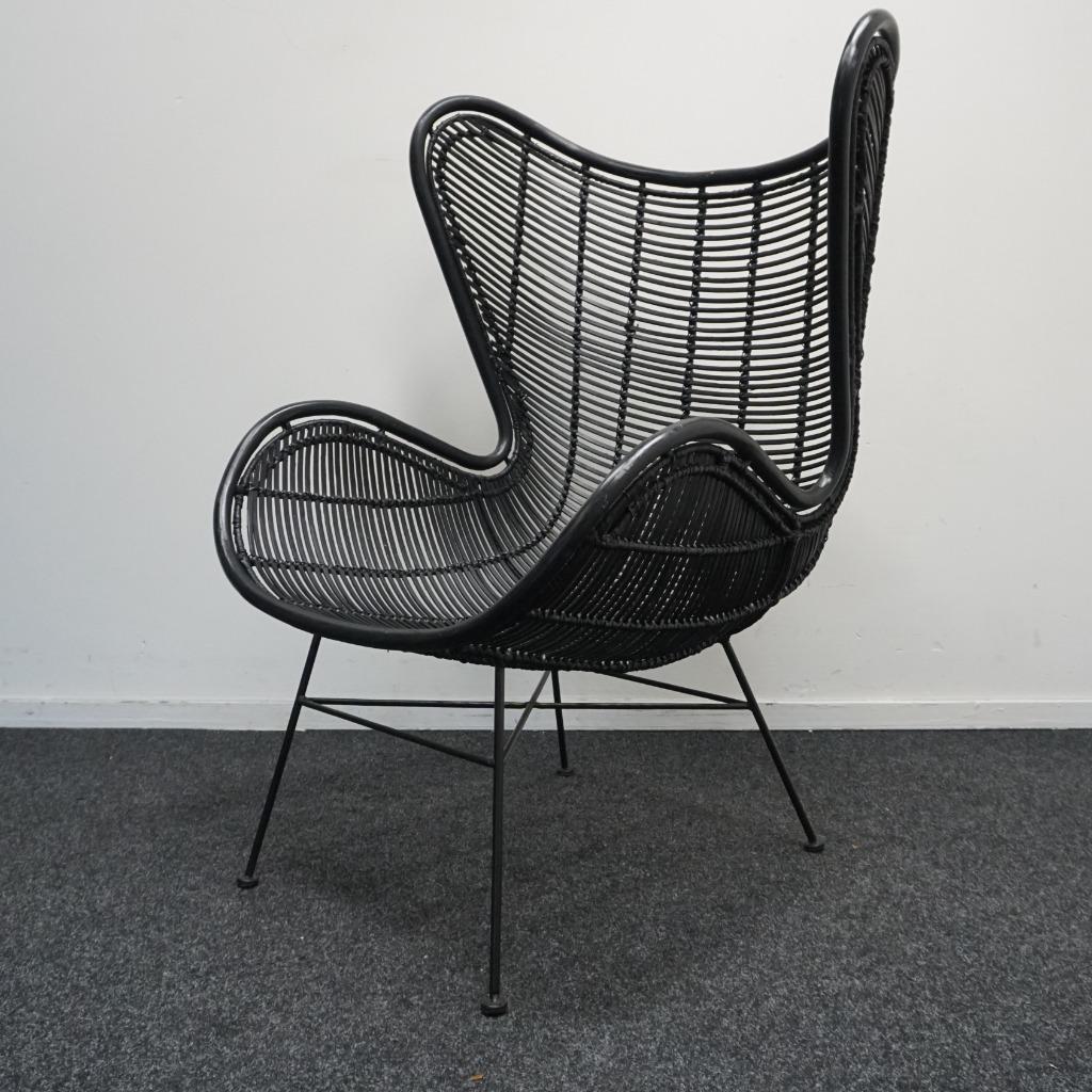 HKliving Rotan Egg chair |  Design fauteuil | Design Stoel, Gebruikt, Twee, -, Zwart