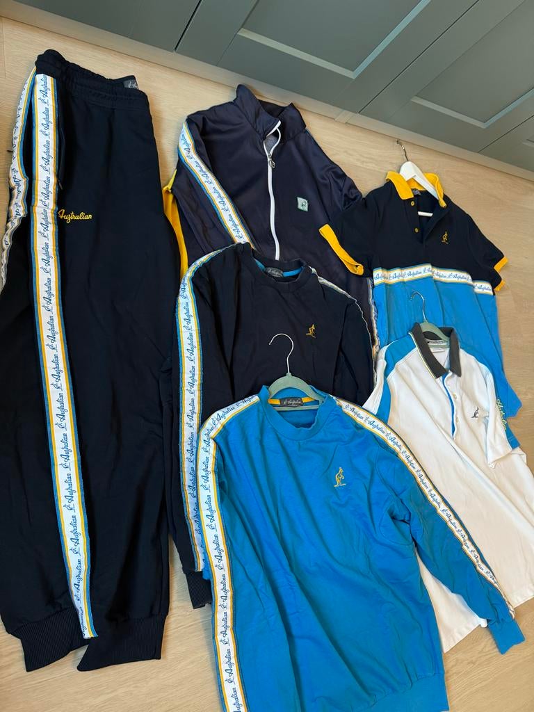 Australian complete outfit trainingspak polo trui maat L 52, Kleding | Heren, Sportkleding, Maat 52/54 (L), Blauw, Ophalen of Verzenden