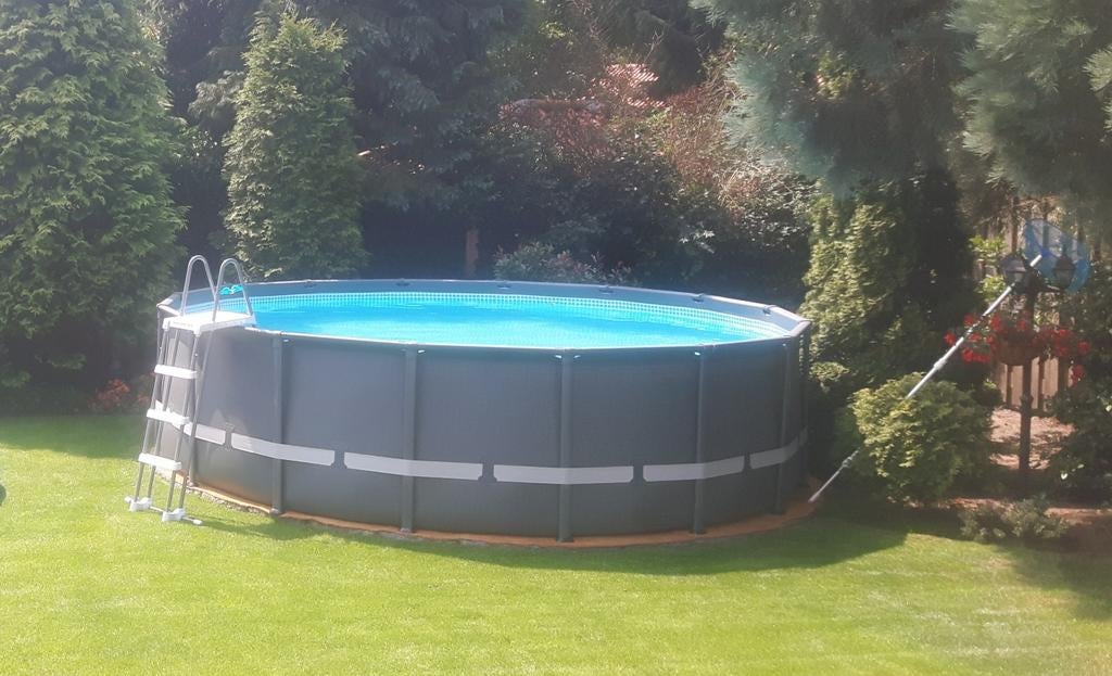 Intex Zwembad rond 4,88m met veel toebehoren, 120 cm of meer, Gebruikt, Rond, 300 cm of meer