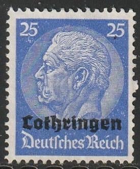 Bezet Lotharingen 1940 10 Hindenburg 25p, Ongebruikt, Ophalen of Verzenden, Overige periodes, Postfris