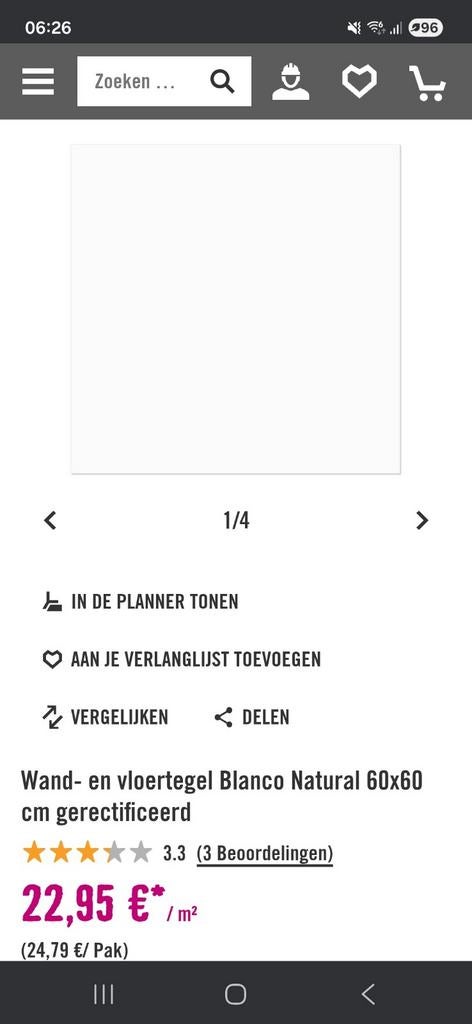 Tegels 60x60 hornbach, Doe-het-zelf en Verbouw, Ophalen, 60 cm of meer, Nieuw, Minder dan 5 m²