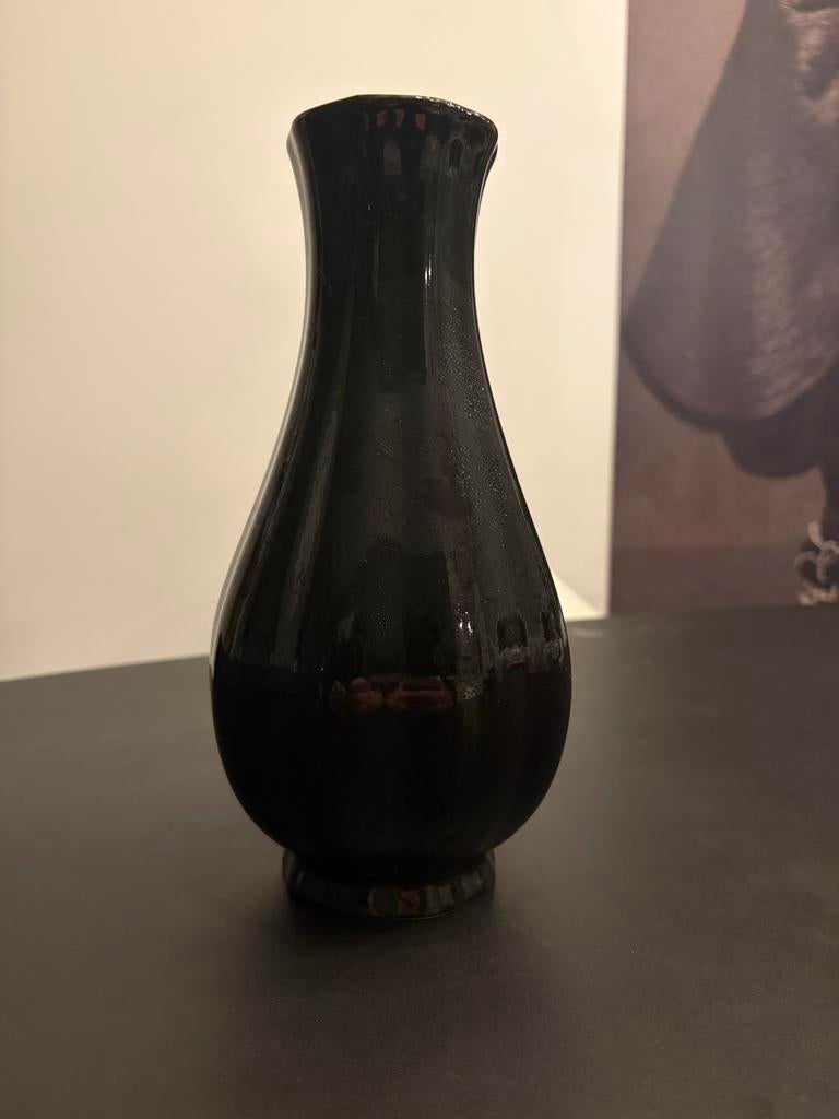 Delftblauw Moooi vaas door Marcel Wanders, Zwart, Aardewerk of Porselein, Ophalen of Verzenden, Zo goed als nieuw